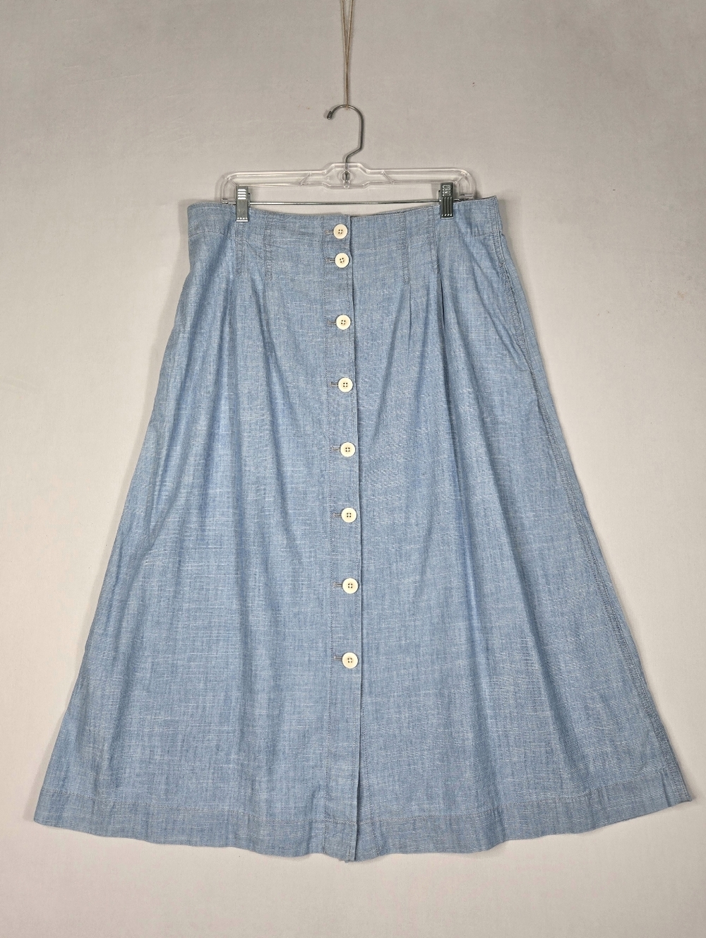 Madewell Chambray Midi Skirt sz 14 Blue Weatherly Wash Button Front Pockets NEW - Picture 16 of 16